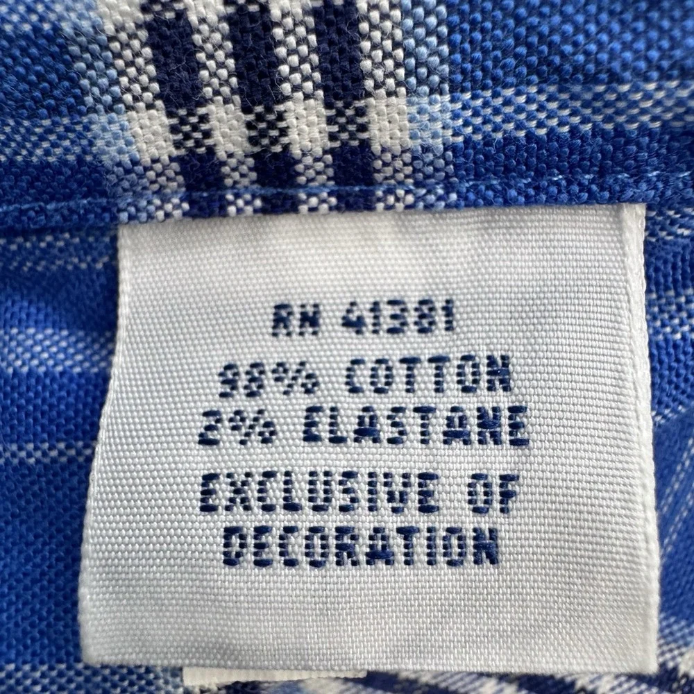 Polo Ralph Lauren Shirt Men 2XLT Blue Plaid Stretch Oxford LS Flesh Pony